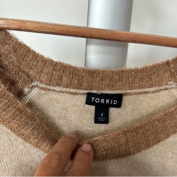 Torrid Knit Sweater Sz 4X Tan Beige Crew Long Sleeves Neutral Soft - Picture 5 of 11